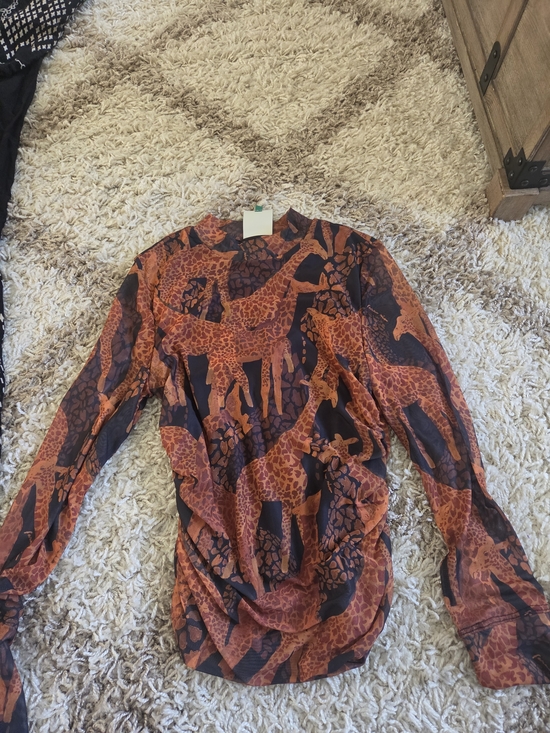 FARM Rio Tops - FARM Rio Orange and Black Giraffe-Print Long Sleeve Top